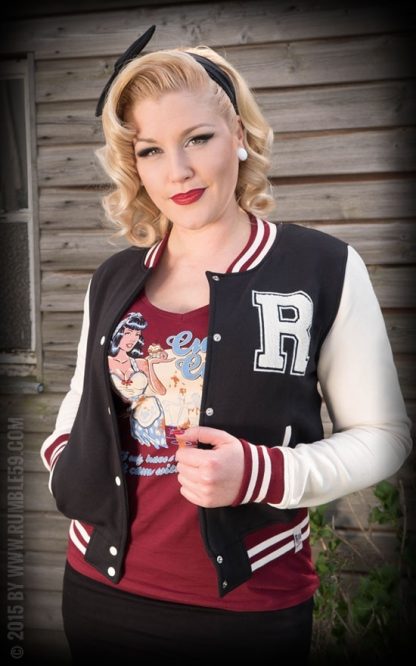 Ladies Sweat College Jacke - schwarz