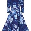 Blaues Swing-Kleid mit Blumenmuster – Bild 6