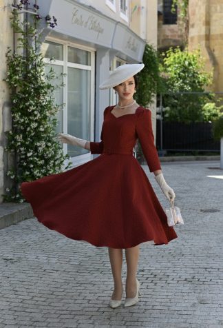 Maple Maroon Floral Swing Dress