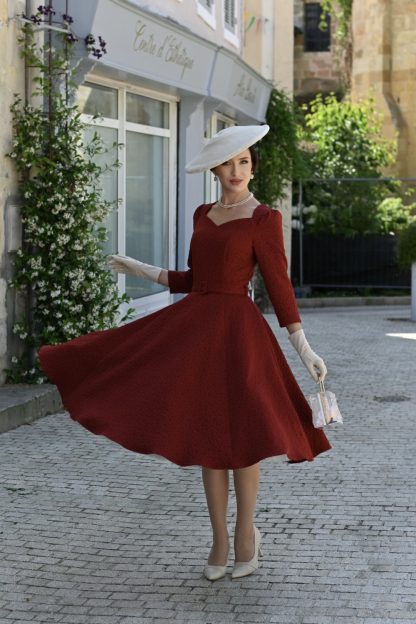 Maple Maroon Floral Swing Dress